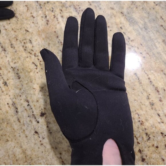 Vintage One Size Black White Patent Leather GoGo Girl 8" Gloves Safety Pin - Picture 13 of 16